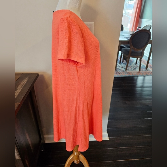 Old Navy Size Large Orange Linen Blend Scoop Neck Tee Shirt Dress Casual New Tag - Picture 4 of 9
